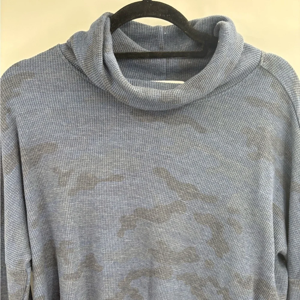Michael Stars Blue Evereve Marcy Camo Print Thermal Tunic Top Womens Medium